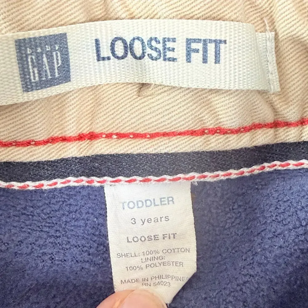 Vtg Gap Loose Fit Jeans Size 3 Toddler Fleece Lined Adjustable Waist Y2K 2006